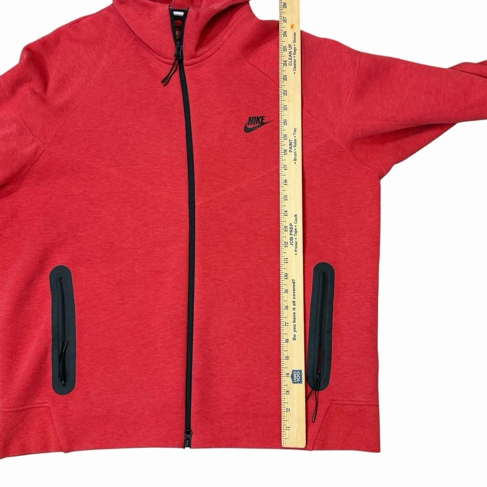 Nike Tech Fleece Windrunner Full-Zip Hoodie Jacket Size XL Red Pockets Hooded